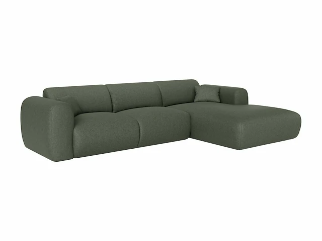 Grote rechterhoekbank van groen gevlekte stof van maison céphy - afbeelding 3 van  6