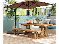 Grote rechthoekige tuinparasol 250 x 250 cm met slinger, bruine kleur - afbeelding 2 van  8
