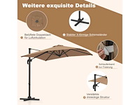 Grote rechthoekige tuinparasol 250 x 250 cm met slinger, bruine kleur - afbeelding 4 van  8
