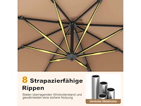 Grote rechthoekige tuinparasol 250 x 250 cm met slinger, bruine kleur - afbeelding 6 van  8