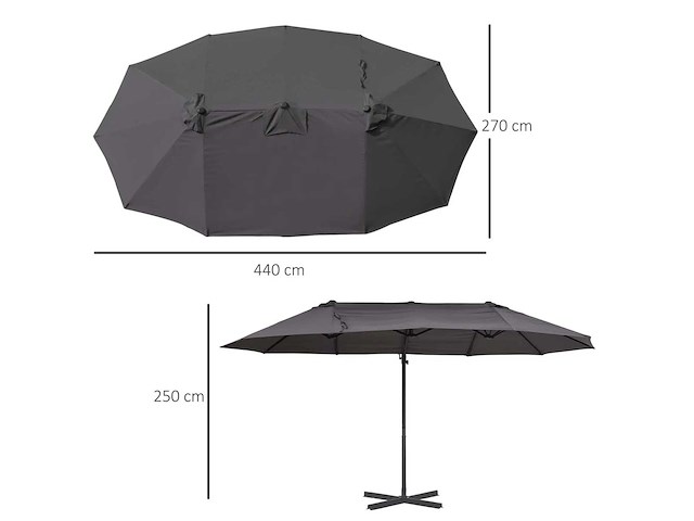 Grote uitkragende parasol xxl hellend met kruisvoet - afbeelding 3 van  8
