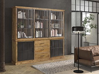 Grote vitrinekast lon in massief hout 220 cm - afbeelding 1 van  1