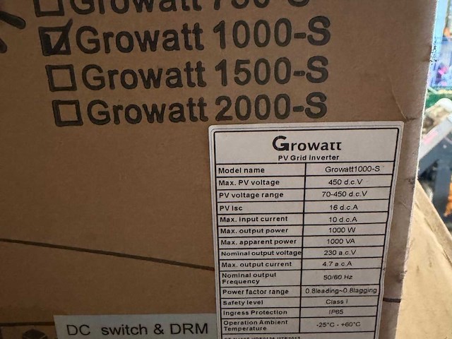 Growatt 1000-s pv grid inverter – 1.000 w – 230 v – ip65 - afbeelding 1 van  1