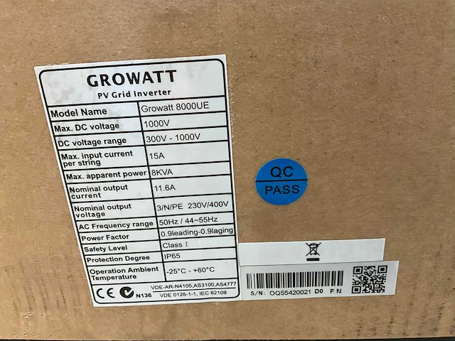 Growatt 8000ue pv grid inverter omvormer 8kva - 3-fase - ip65 - afbeelding 3 van  5