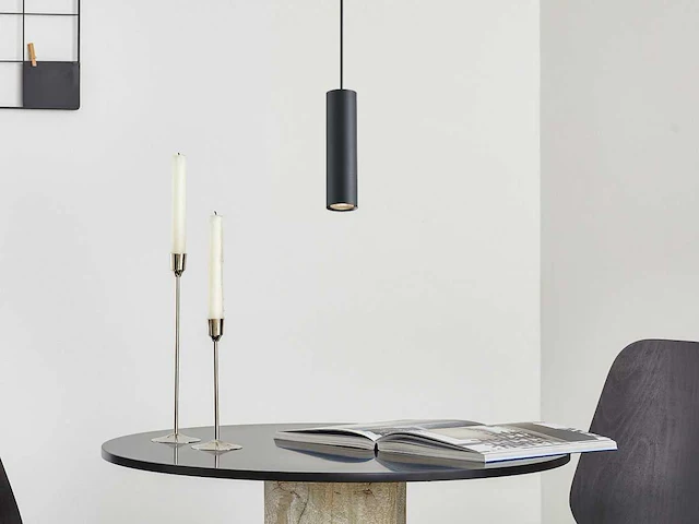 Gu10 decoratief hanglamp cilinder 24cm zand zwart(30x) - afbeelding 4 van  5