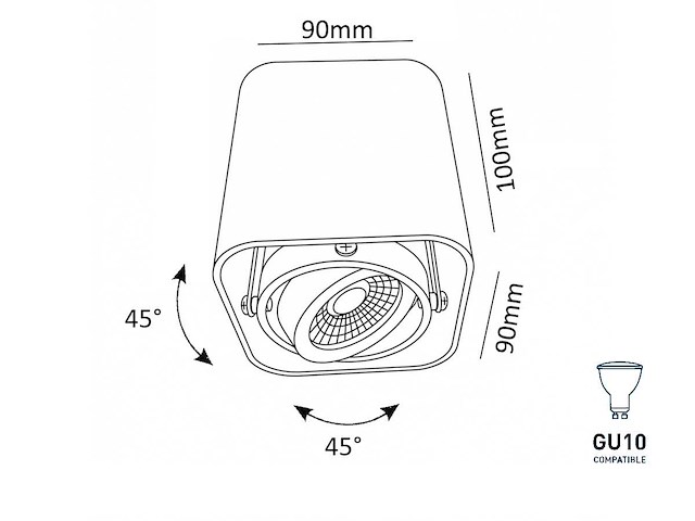 Gu10 design opbouwspot armatuur 10cm kantelbaar(12x) - afbeelding 8 van  8