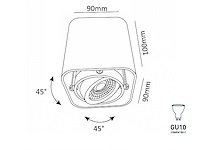 Gu10 design opbouwspot armatuur 10cm kantelbaar(18x) - afbeelding 4 van  4