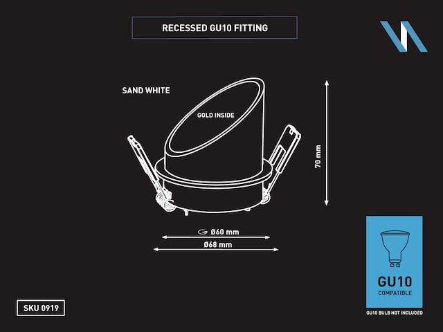 Gu10 inbouw armatuur met lamphouder (100x) - afbeelding 3 van  5