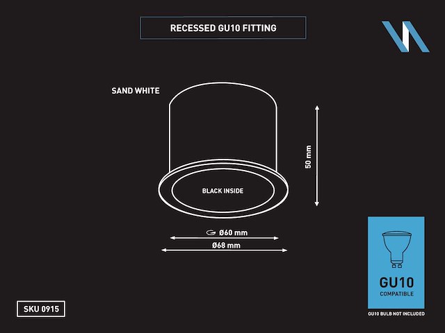 Gu10 inbouw design armatuur met lamphouder - afbeelding 3 van  5