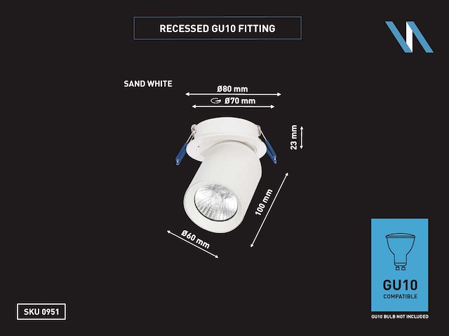 Gu10 inbouwspot armatuur cilinder draaibaar (10x) - afbeelding 2 van  2