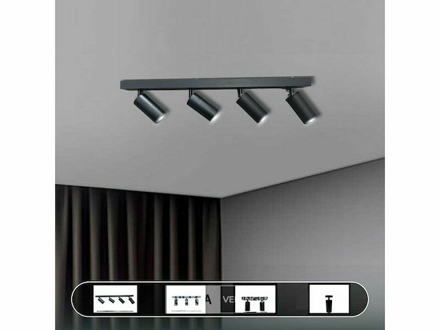 Gu10 opbouwspot armatuur - 4 draaibaar spots( x6) - afbeelding 5 van  6