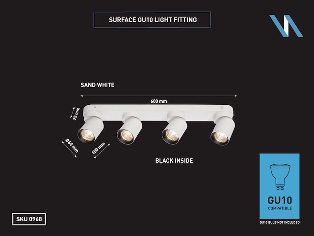Gu10 opbouwspot armatuur 4 kop draaibaar (3x) - afbeelding 6 van  6