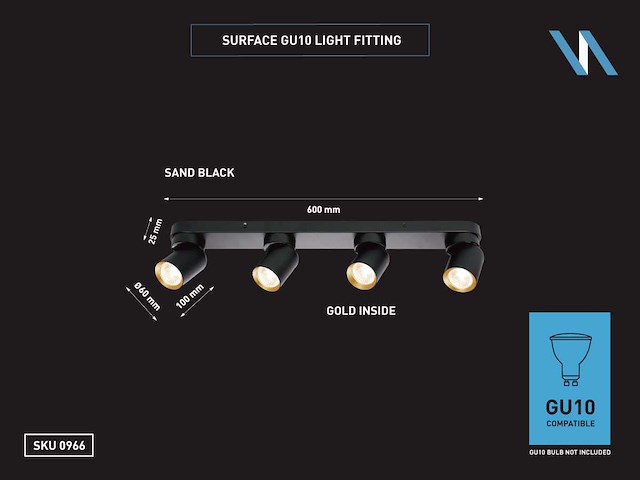 Gu10 opbouwspot armatuur 4 kop draaibaar - afbeelding 6 van  6