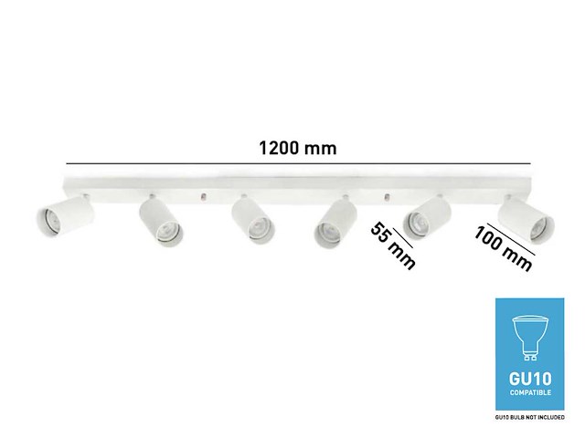 Gu10 opbouwspot armatuur 6 kop draaibaar (10x) - afbeelding 4 van  4