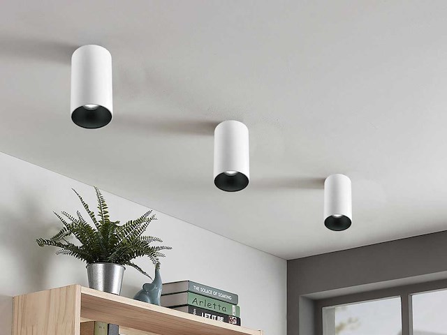 Gu10 opbouwspot armatuur cilinder zand wit en zwart(6x) - afbeelding 5 van  6
