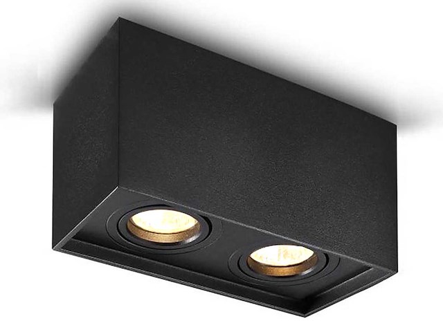 Gu10 opbouwspot armatuur dual fittingen zwart kantelbaar(4x) - afbeelding 1 van  7