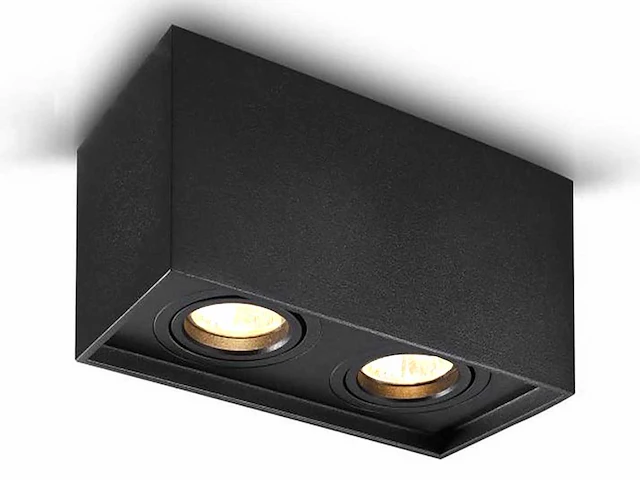 Gu10 opbouwspot armatuur dual fittingen zwart kantelbaar(4x) - afbeelding 1 van  7