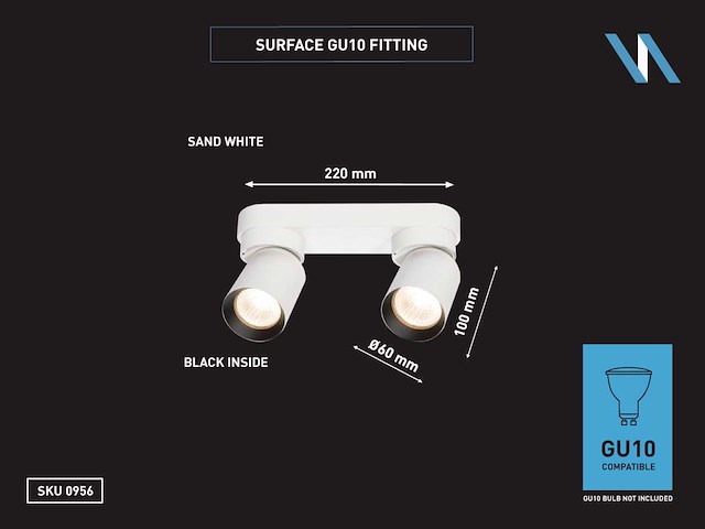 Gu10 opbouwspot armatuur duo draaibaar (8x) - afbeelding 2 van  2
