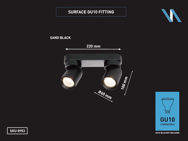 Gu10 opbouwspot armatuur duo draaibaar(8x) - afbeelding 3 van  3