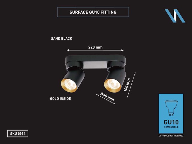 Gu10 opbouwspot armatuur duo draaibaar - afbeelding 5 van  6