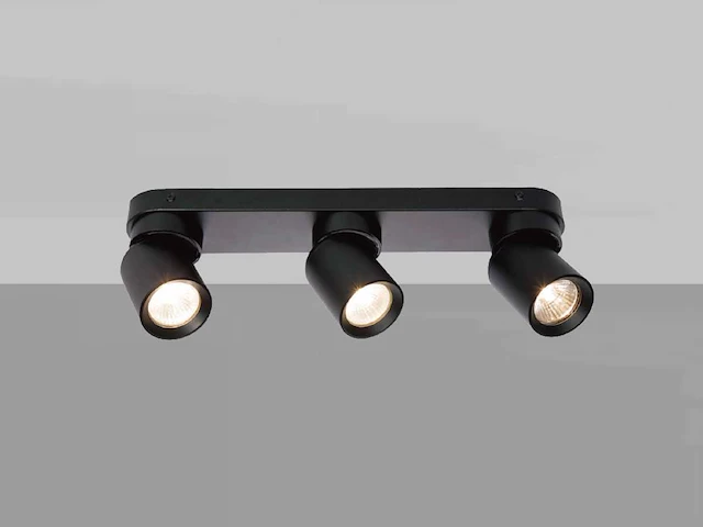 Gu10 opbouwspot armatuur triple cilinder zand zwart draaibaar(12x) - afbeelding 2 van  7