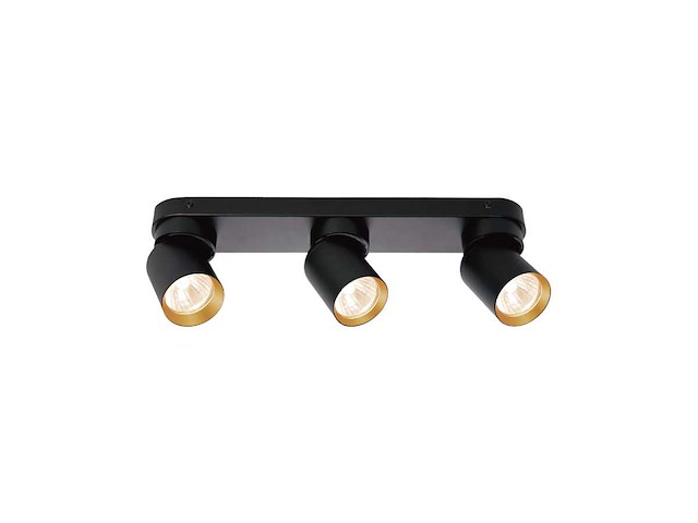 Gu10 opbouwspot armatuur triple cilinder zand zwart en goud draaibaar(4x) - afbeelding 1 van  7