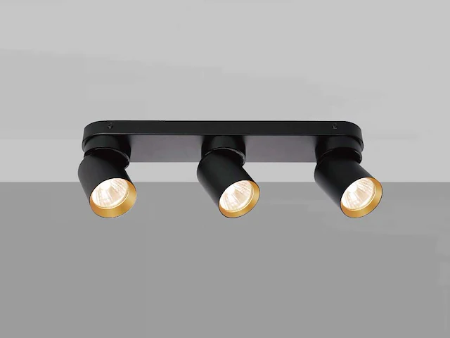 Gu10 opbouwspot armatuur triple cilinder zand zwart en goud draaibaar(6x) - afbeelding 2 van  7