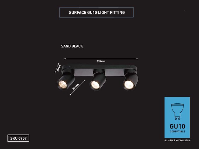 Gu10 opbouwspot armatuur triple draaibaar (12x) - afbeelding 6 van  7