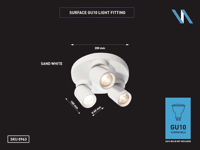 Gu10 opbouwspot rond armatuur triple draaibaar (6x) - afbeelding 5 van  6