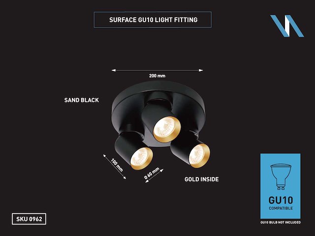 Gu10 opbouwspot rond armatuur triple draaibaar (6x) - afbeelding 6 van  6