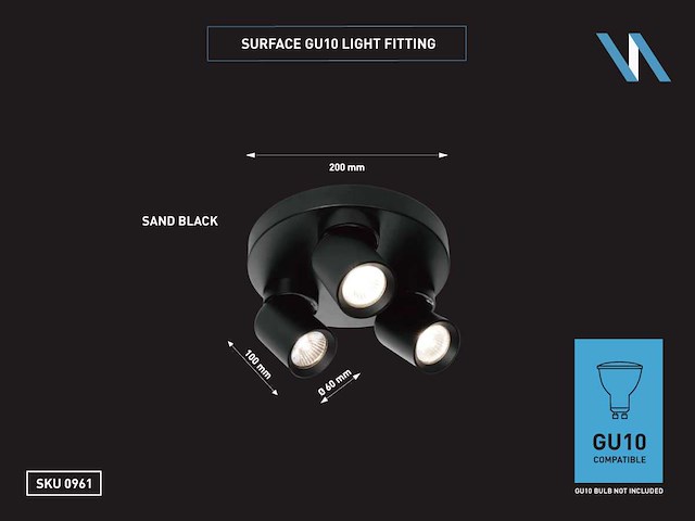 Gu10 opbouwspot rond armatuur triple draaibaar (6x) - afbeelding 6 van  8