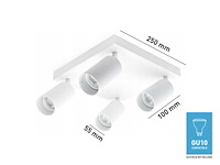 Gu10 vierkant opbouwspot armatuur 4 kop draaibaar (4x) - afbeelding 4 van  4