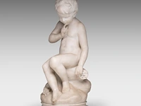 Guglielmo pugi (c.1850-1915), a carrara marble sculpture of cupid sitting 62 cm. (24.41 in.) - afbeelding 2 van  9