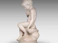 Guglielmo pugi (c.1850-1915), a carrara marble sculpture of cupid sitting 62 cm. (24.41 in.) - afbeelding 3 van  9