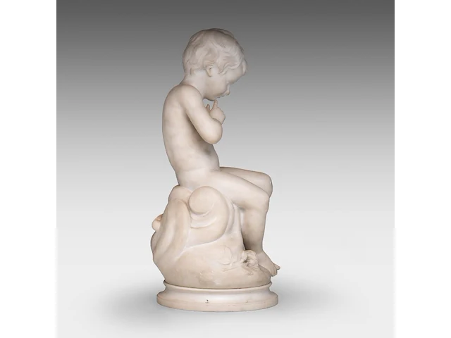 Guglielmo pugi (c.1850-1915), a carrara marble sculpture of cupid sitting 62 cm. (24.41 in.) - afbeelding 5 van  9