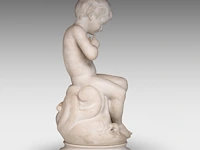 Guglielmo pugi (c.1850-1915), a carrara marble sculpture of cupid sitting 62 cm. (24.41 in.) - afbeelding 5 van  9