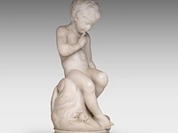 Guglielmo pugi (c.1850-1915), a carrara marble sculpture of cupid sitting 62 cm. (24.41 in.) - afbeelding 6 van  9