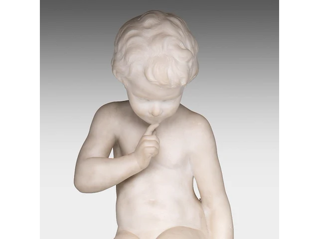 Guglielmo pugi (c.1850-1915), a carrara marble sculpture of cupid sitting 62 cm. (24.41 in.) - afbeelding 8 van  9