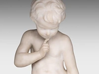 Guglielmo pugi (c.1850-1915), a carrara marble sculpture of cupid sitting 62 cm. (24.41 in.) - afbeelding 8 van  9
