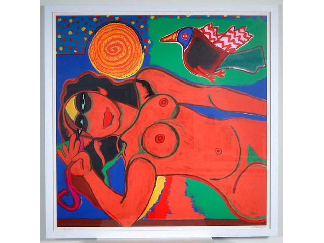 Guillaume corneille - femme allongée - zeefdruk - 120x120 cm - afbeelding 1 van  10