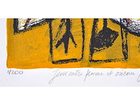 Guillaume corneille - jeux entre femme et oiseau - zeefdruk - 1/200 - afbeelding 4 van  5