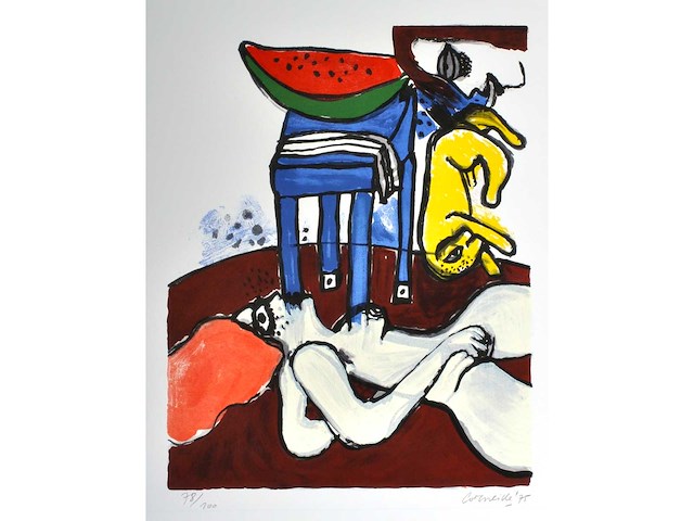 Guillaume corneille - la pastèque - kleurenlithografie - afbeelding 1 van  7