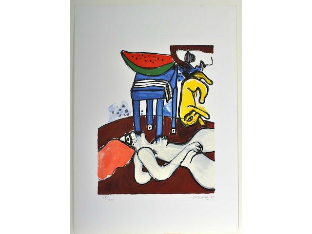 Guillaume corneille - la pastèque - kleurenlithografie - afbeelding 2 van  7