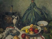 Guillaume michiels (1909-1997), still life, with a doll, oil on canvas 87 x 95 cm. (34 1/4 x 37.39 in.), frame: 106 x 113 cm. (41.72 x 44.49 in.)