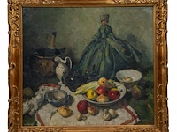 Guillaume michiels (1909-1997), still life, with a doll, oil on canvas 87 x 95 cm. (34 1/4 x 37.39 in.), frame: 106 x 113 cm. (41.72 x 44.49 in.) - afbeelding 2 van  7