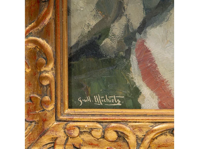 Guillaume michiels (1909-1997), still life, with a doll, oil on canvas 87 x 95 cm. (34 1/4 x 37.39 in.), frame: 106 x 113 cm. (41.72 x 44.49 in.) - afbeelding 4 van  7