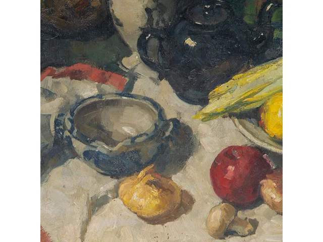 Guillaume michiels (1909-1997), still life, with a doll, oil on canvas 87 x 95 cm. (34 1/4 x 37.39 in.), frame: 106 x 113 cm. (41.72 x 44.49 in.) - afbeelding 5 van  7