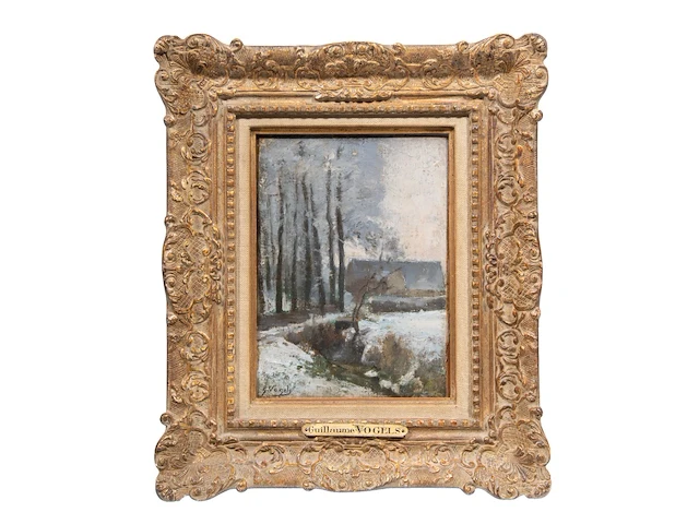 Guillaume vogels (1836-1896), winter landscape, oil on canvas on panel - afbeelding 2 van  4