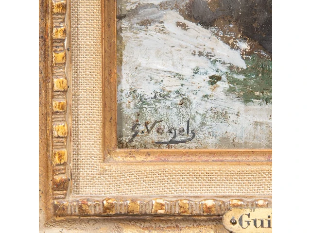 Guillaume vogels (1836-1896), winter landscape, oil on canvas on panel - afbeelding 4 van  4