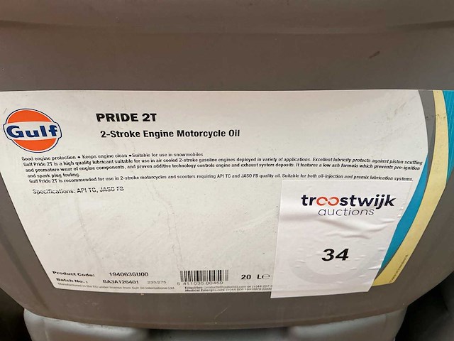 Gulf,inhoud 20 liter 2- stoke motorolie (2x) - afbeelding 2 van  3